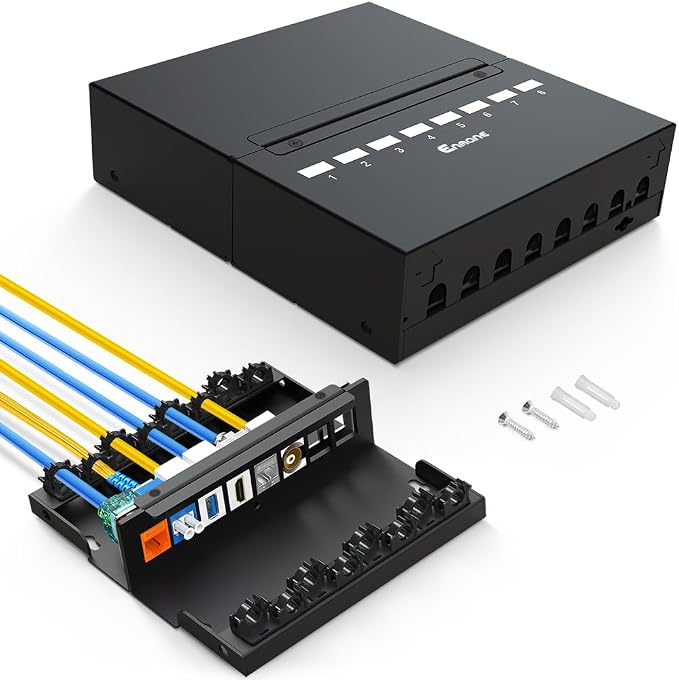 8 Port Blank Keystone Patch Panel Shielded Compatible by Enmane
