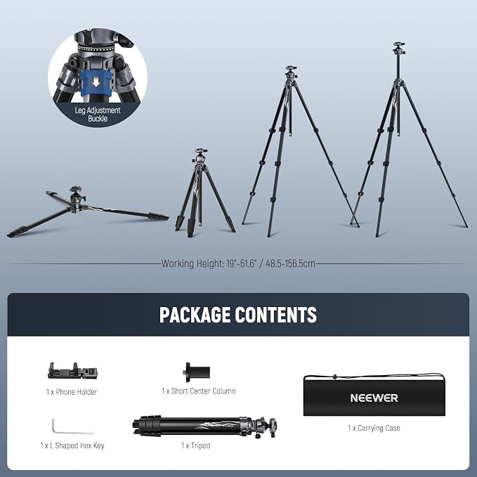 NEEWER LITETRIP LT07 61" Aluminum Travel Tripod - Image 8