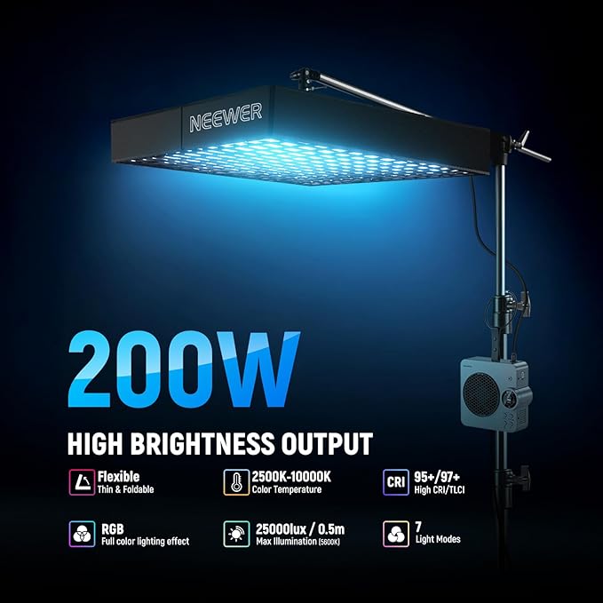 NEEWER Pro 200W Flexible LED Video Light, Studio RGB Panel Light Mat Kit - Image 2