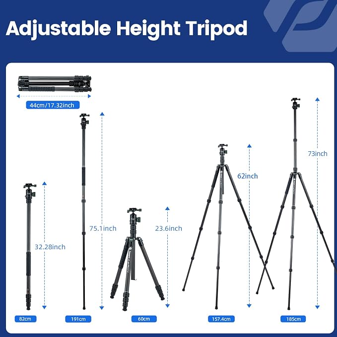 Fotopro 73" Carbon Fiber Tripod - Image 5