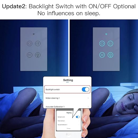 MOES 2.4GHz WiFi RF Smart Curtain Light Touch Switch Glass Panel Backlight - Image 3