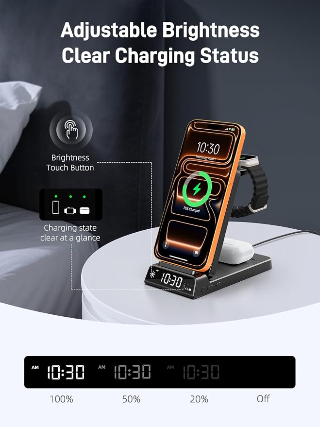 3 in 1 Charging Station for Apple, ELECDOV Magnetic Charger for iPhone - Image 4