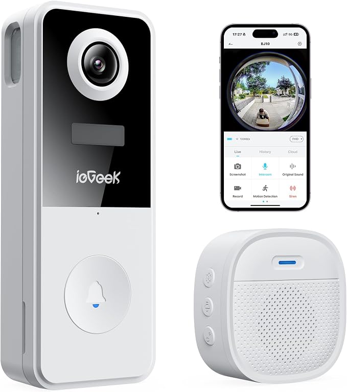 ieGeek Video Doorbell Camera Wireless, Head-to-Toe 180° Ultra View Battery by ieGeek