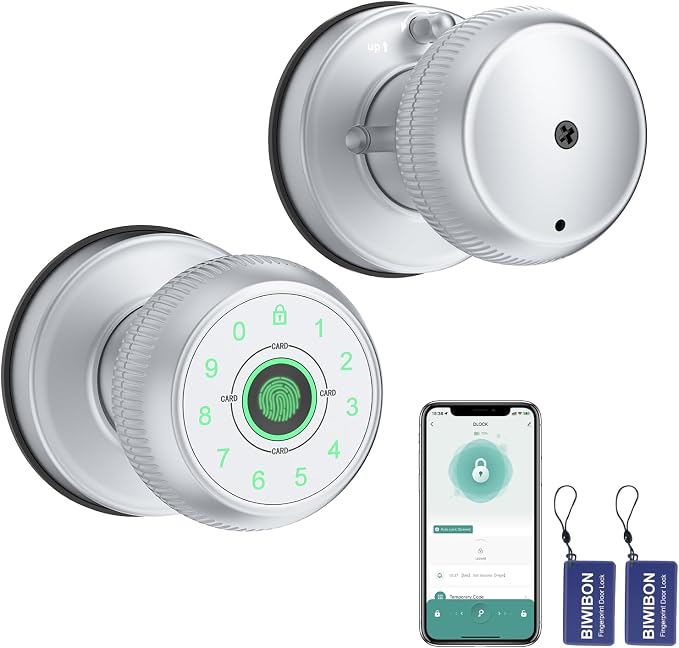 BIWIBON 5-in-1 Smart Door Knob, Fingerprint Door Knob by BIWIBON