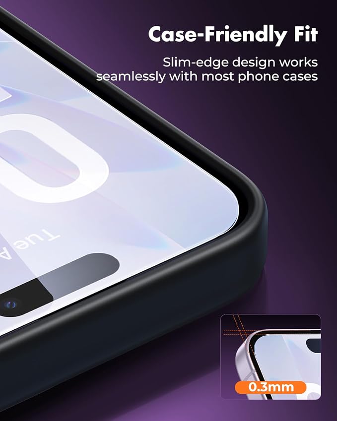 UNBREAKcable iPhone 17 Screen Protector 3-Pack, Upgraded Dual-Tempered Glass + - Image 8