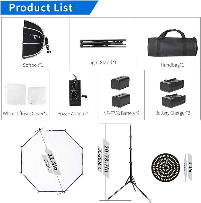Octagonal Softbox LED Photography Light Kit - Image 5