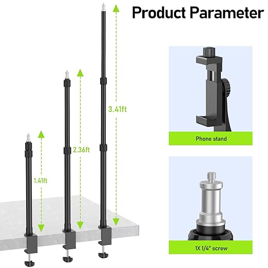 2 Pack Desk Mount with 1/4" & 3/8" Screws, Ball Head, 17-41" Adjustable - Image 2