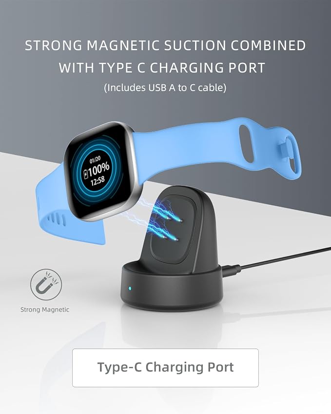 Charger Dock for Fitbit Sense/Sense 2/Versa 3/Versa 4, Magnetic Watch Charger - Image 2