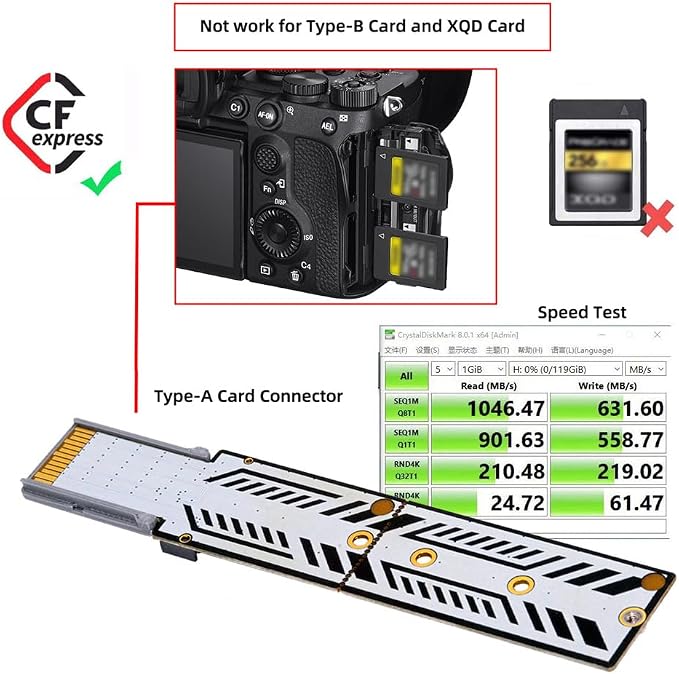 CFexpress Type-A to NVME 2230 2240 2260 2280 Memory Card Kit Case CFE CFA NGFF - Image 3