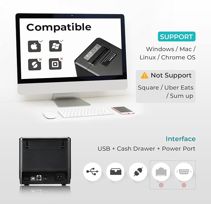 MUNBYN 80mm USB Thermal Receipt Printer, POS Printer - Image 2
