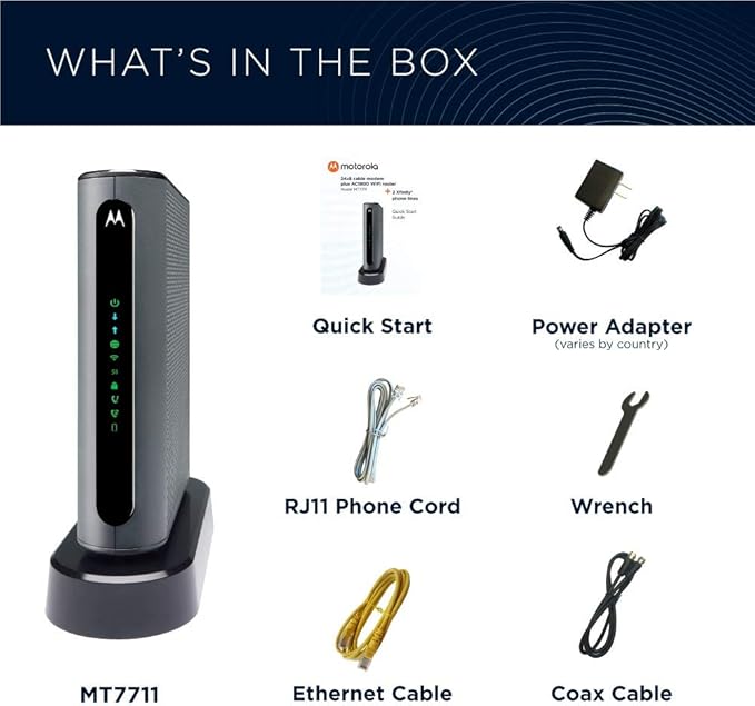 Motorola MT7711 Cable Modem-Two Phone Ports Router, DOCSIS 3.0 Modem, AC1900 - Image 7