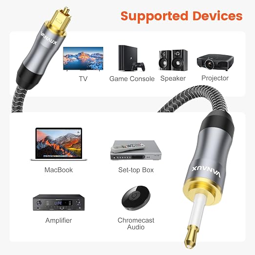 VANAUX Toslink to Mini Toslink Digital Optical Cable, S/PDIF Fiber Optic Audio - Image 6