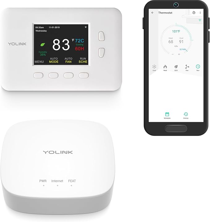 YoLink Smart Thermostat, Now Heat Pump Compatible, Android & iOS App, YoLink by YoLink