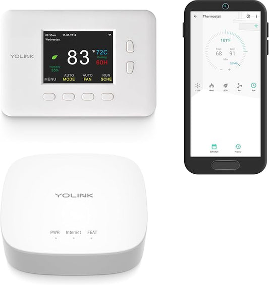 YoLink Smart Thermostat, Now Heat Pump Compatible, Android & iOS App, YoLink by YoLink