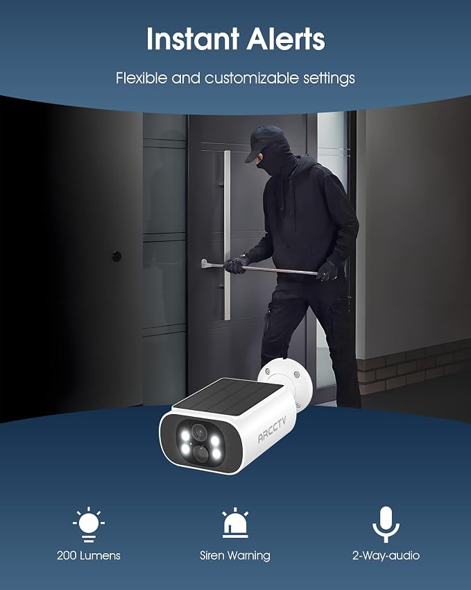 ARCCTV Solar Security Camera Outdoor Wireless, 4MP Battery Powered Home - Image 5