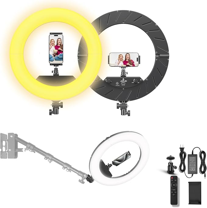 18 inch Ring Light Kit, NO Wall Mount Triangle Boom Arm by JJJINAJIN18RINGLIGHT