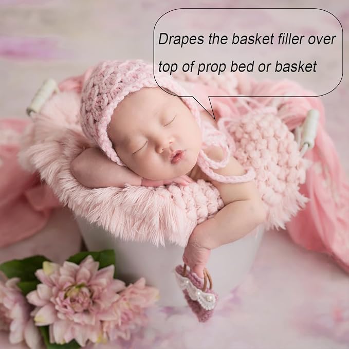 Zeroest Baby Photography Props Basket Braid Wool Wrap Newborn Photo Shoot - Image 5