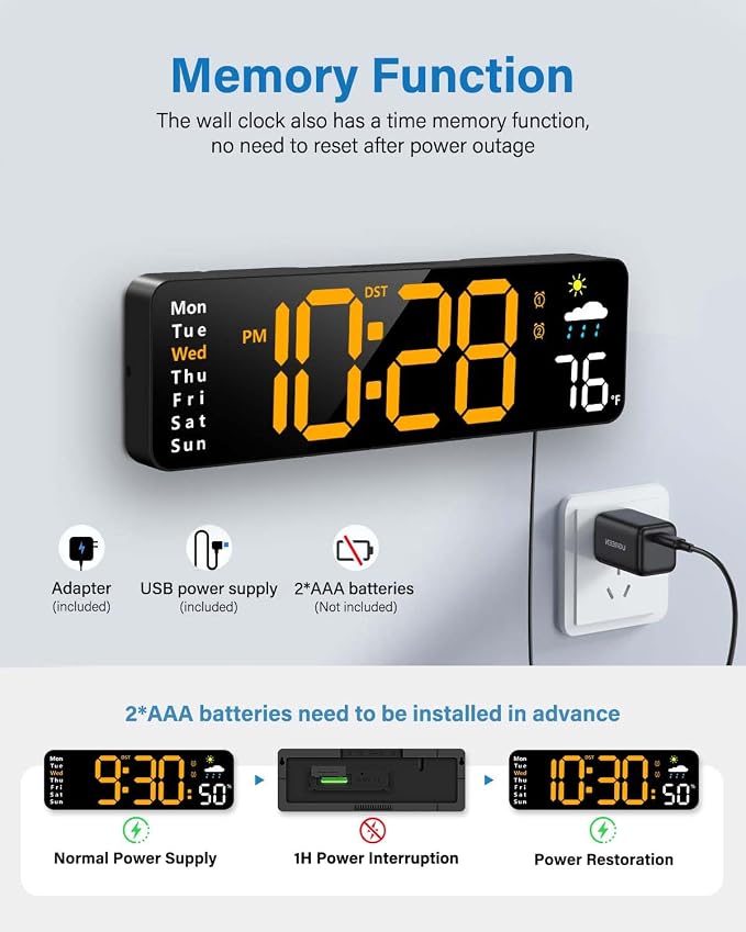 Digital Wall Clock, Digital Clock Large Display - Image 6
