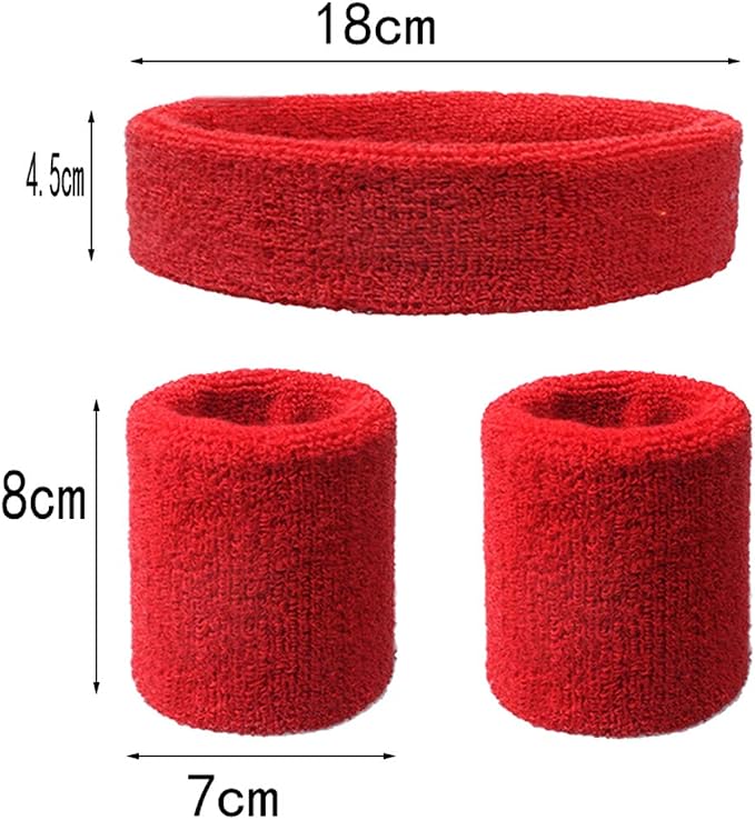 Song Qing Women 80s Dance Plain Ribbed Running Headband Wristbands Knit Crochet - Image 4