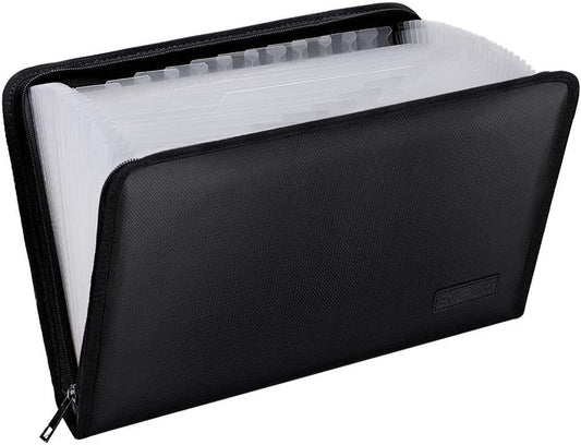 ENGPOW Expanding File Folder Important Document Organizer Fireproof Document Bag-A4 Size, 25 Pockets,Color Labels,Non-Itchy Silicone Coated Portable Filing Organizer Folder(14.3" x 9.8")