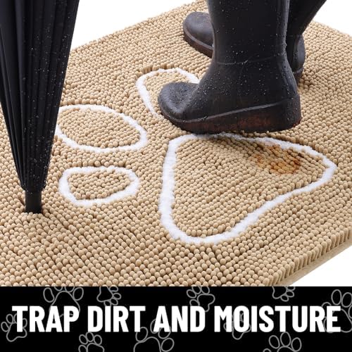 Smiry Dog Door Mat for Muddy Paws, Absorbent Non Slip Dirt Trapper - Image 2