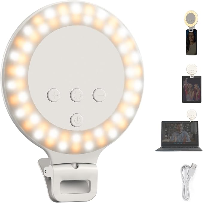 NEEWER Entry Level Version 3.8" Ring Light, 3W Clip on Phone Selfie Lighting by Neewer