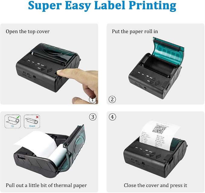 NETUM Wireless Bluetooth Thermal Receipt Printer, Portable Personal Bill - Image 3
