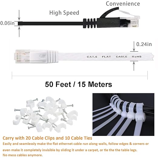 DAYEDZ Cat 6 Ethernet Cable 50ft 2 Pack LAN Cable Faster Than Cat5e/Cat5 - Image 3
