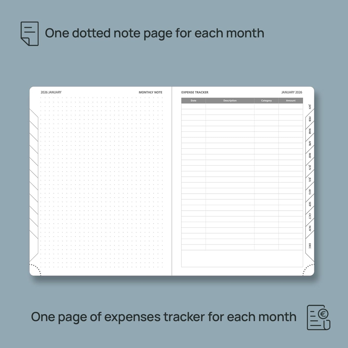 POPRUN Monthly Planner 2026-2027 (Medium- 6.5'' x 8.5'' Soft Cover), 18-Month Calendar Book (Jan.2026 - Jun. 2027), Calendar Planner with Monthly Tabs & Pocket, 100 GSM Paper - Black