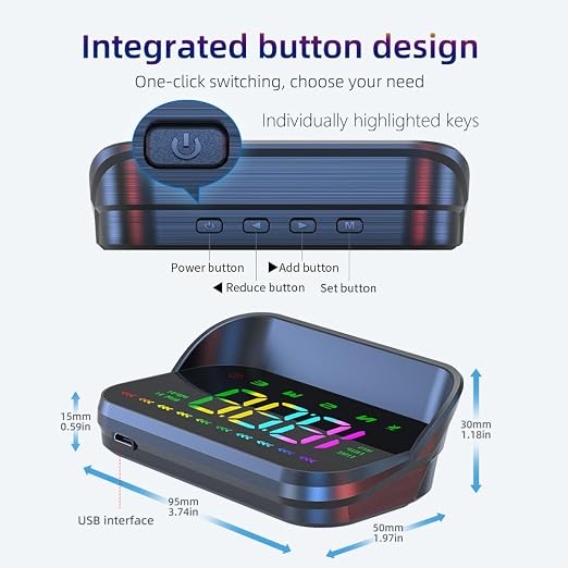 Heads Up Display M23 Color, GPS Digital Speedometer MPH - Image 8