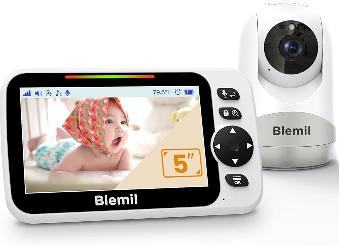 Blemil Baby Monitor with 30-Hour Battery, 3500mAh Battery, Remote Pan/Tilt/Zoom by Blemil