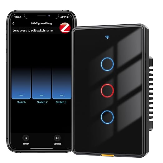 Zigbee Smart Touch Wall Light Switch, Requires ZigBee Hub, No Neutral Wire by YIFAN