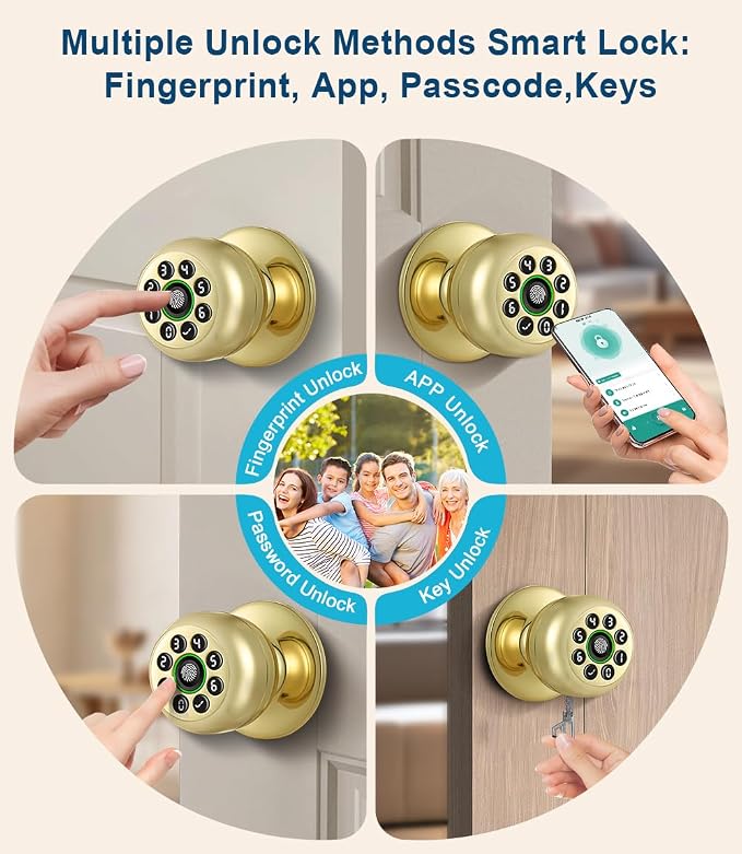 Fingerprint Door Lock, Smart Fingerprint Door Knob - Image 2