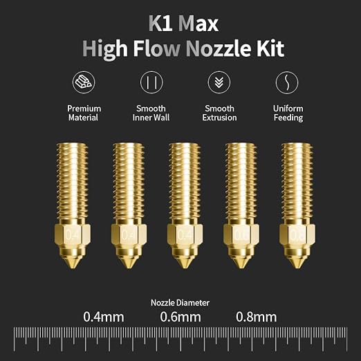 Creality Official K1 Nozzles Kit, 0.4mm 5PCS High Speed and High Flow 0.4mm - Image 2