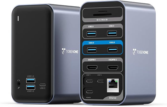 TobenONE 16-in-2 MacBook Docking Station Dual 4K@60Hz, USB C Dock by TobenONE
