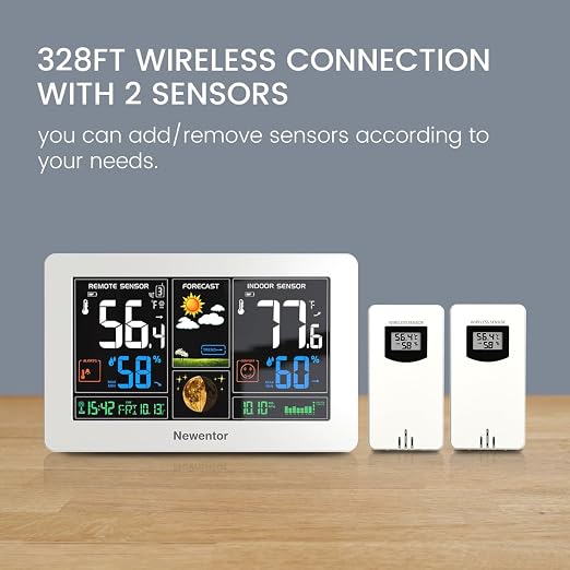 Newentor Weather Station Wireless Indoor Outdoor Thermometer, Color Display - Image 2