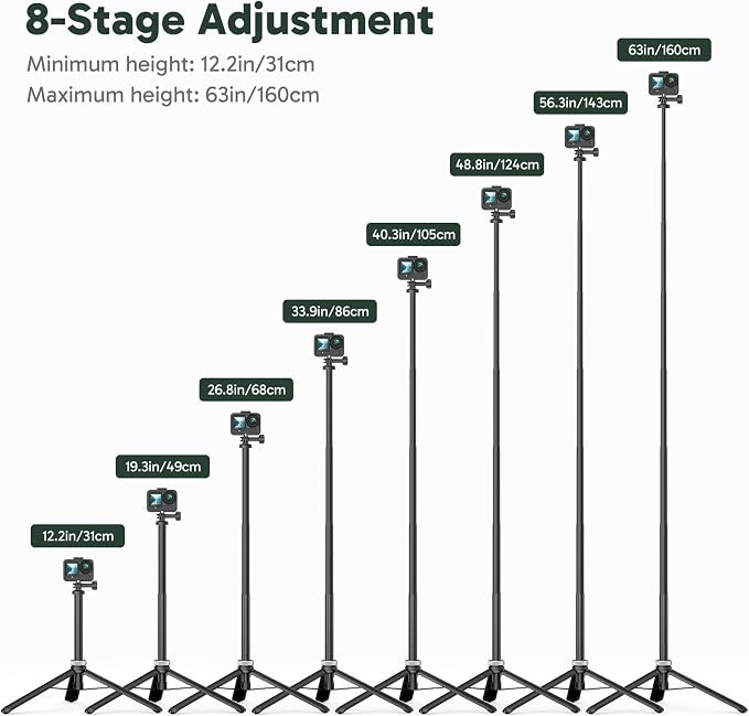 AKASO 63"/160cm Selfie Stick Extendable Tripod Stand Action Camera Accessories - Image 2