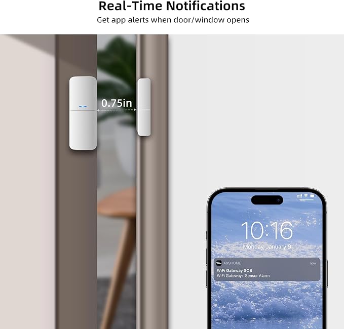 Home Alarm System 5-Piece kit, Door Window Sensors WiFi Slient Alarm System - Image 3