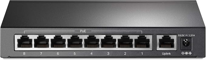 TP-Link 9 Fast Ethernet 10/100Mbps PoE Switch 8 PoE+ Ports @65W Sturdy Metal by TP-Link