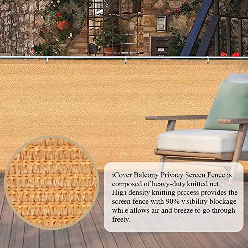 iCover 3.3x19.5ft Balcony Privacy Screen Fence, UV-Resistant Railing Fencing - Image 2