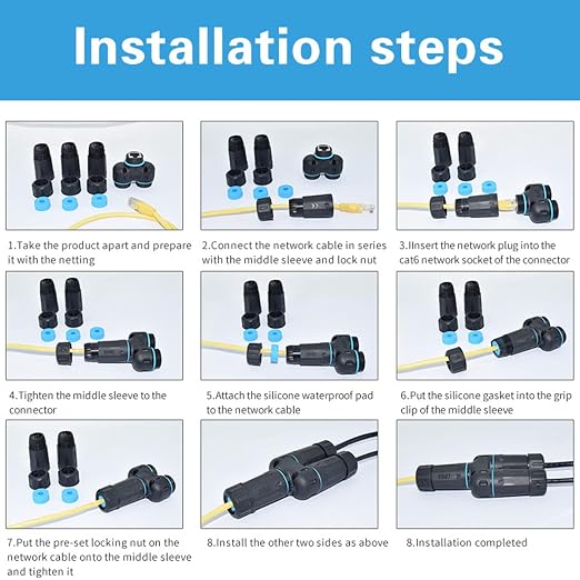 ZUZONG IP68 Waterproof RJ45 Coupler Splitter, Waterproof Ethernet Coupler 1 in - Image 7