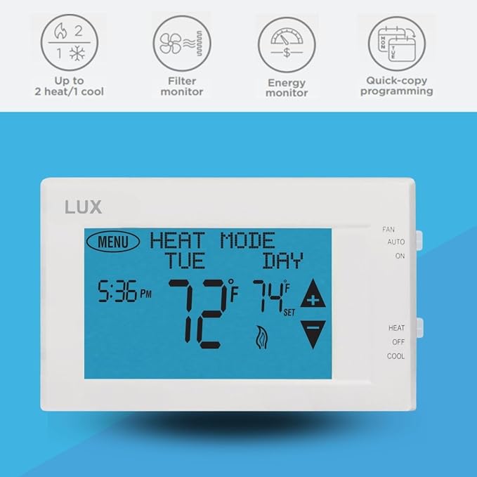 Lux LTX9600TS 7 Day Digital Programmable Thermostat - Image 2