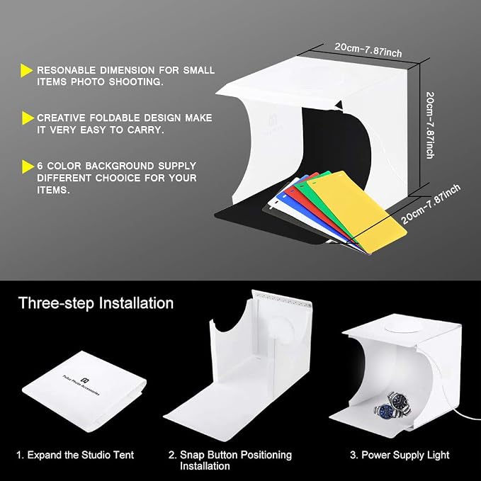Mini Photo Studio Tent Jewelry Light Box Kit, SENLIXIN Portable Foldable Small - Image 2