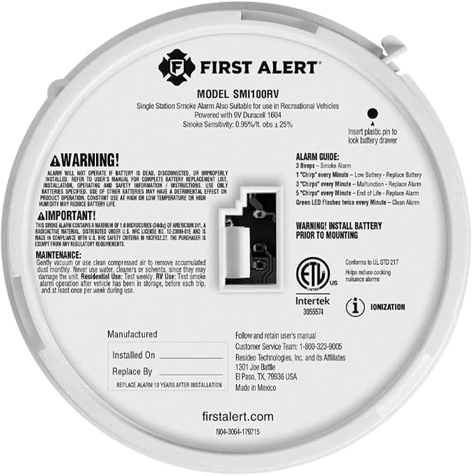 First Alert 1046846 RV Approved Battery-Operated Smoke Alarm - Image 3