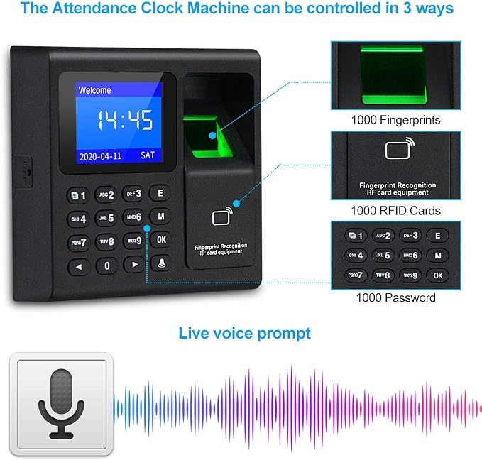 RFID Access Control System Kit: Fingerprint Time & Attendance Terminal - Image 4