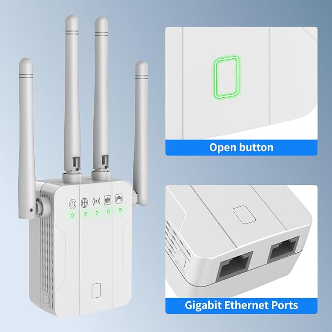 WiFi Extender 1300Mbps, Dual Band 2.4GHz 5GHz Signal Booster, Low Latency - Image 3