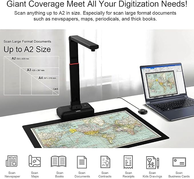VIISAN Large Format Book & Document Scanner, Capture Size A2/A3, 26MP USB - Image 3