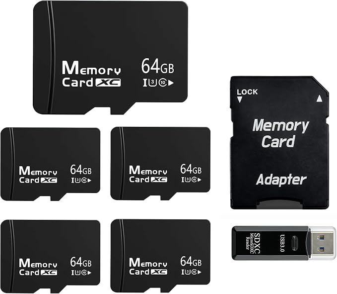 5-Pack 64GB Micro SD Card for Dashcam & Security Cam U3 V30 A1 | High Endurance by Unknown