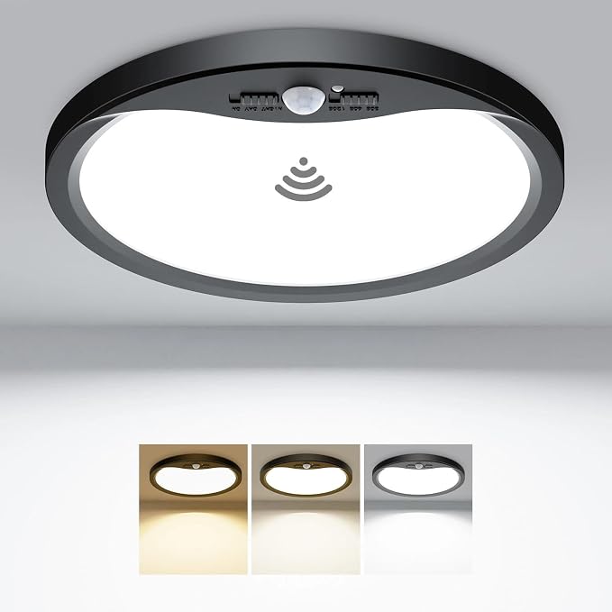 hepside Motion Sensor Ceiling Light Wired, 3000K/4000K/6500K LED Flush Mount by Hepside