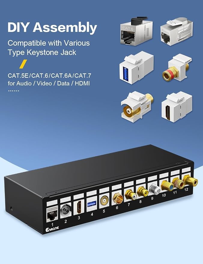 Patch Panel 12 Port Blank Keystone Patch Panel STP&UTP Compatible - Image 2